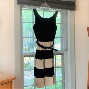 Banana Republic Striped Dress with Belt | Navy and Cream | Size 0 | NWOT